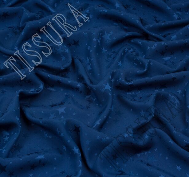 Жаккард шелковый темно-синий со звездами #1