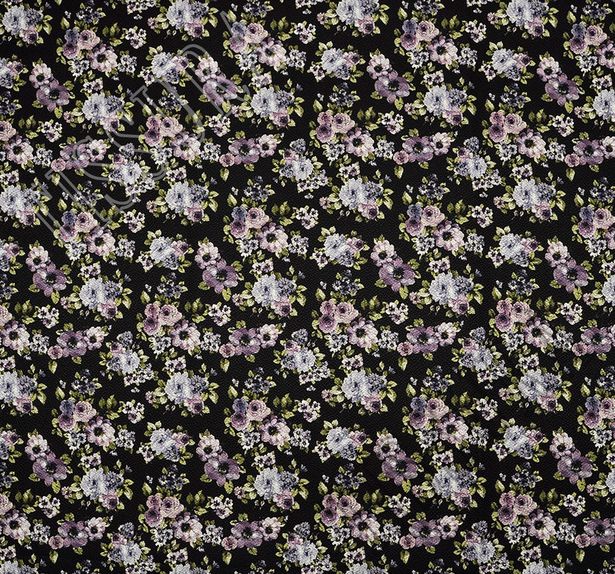 Жаккард-клоке с некрупными цветами на черном фоне #3