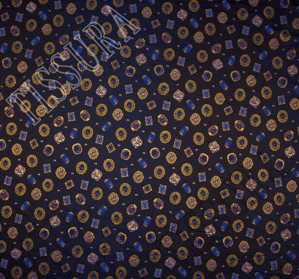 Жаккард темно-синий с изображением драгоценных камней #3