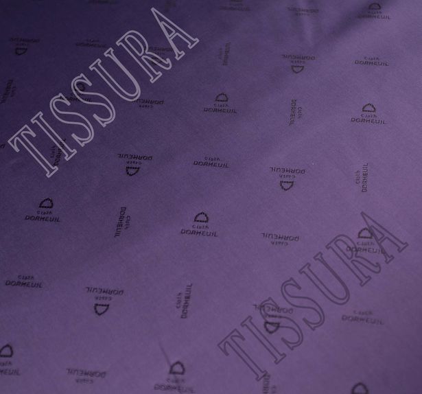 Подкладочная ткань фиолетовая с жаккардовым логотипом 

 #4