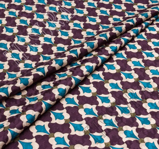 Жаккард из шерсти и шелка фиолетового оттенка с принтом #1