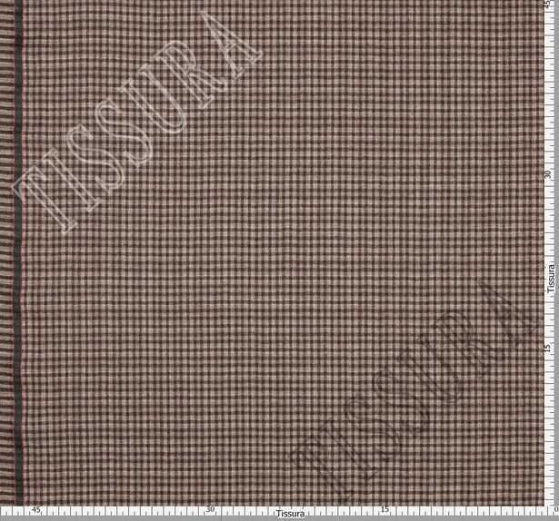Костюмная ткань из шерсти 686012 Pecora Nera® в бежево-коричневую мелкую клетку #3
