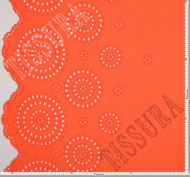 Оранжевый батист с ажурной вышивкой в виде цветов и фигурно вырезанным краем #2