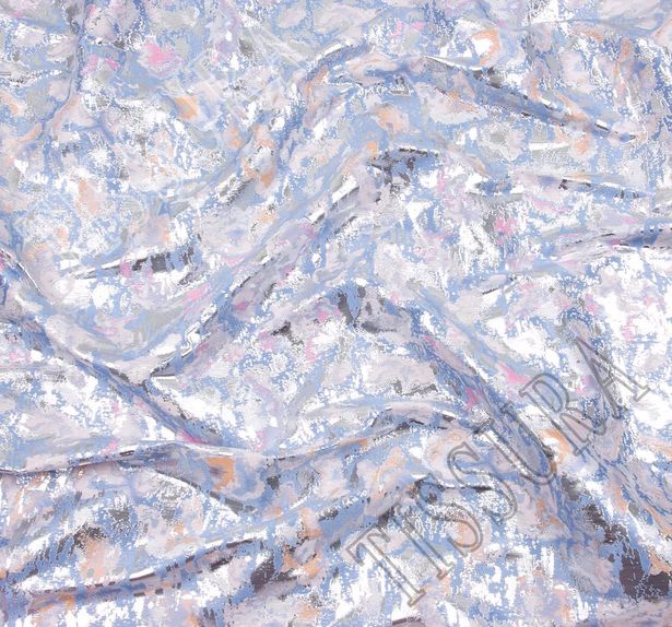Жаккард голубого оттенка с абстрактным рисунком #4