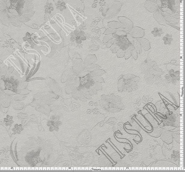 Жаккард шелковый светло-серого оттенка с цветочным рисунком #2
