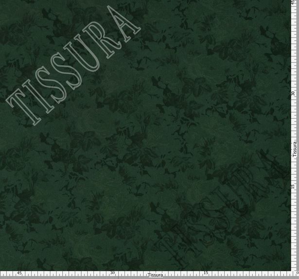 Жаккард-стрейч темно-зеленого оттенка с цветочным узором #2
