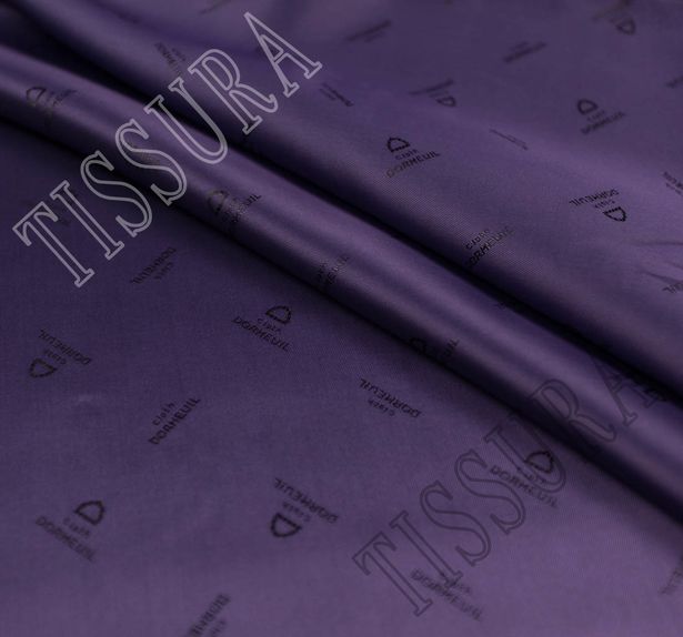 Подкладочная ткань фиолетовая с жаккардовым логотипом 

 #1