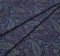 Ткань из 100% хлопка темно-синего цвета, декорированная узором пейсли в фиолетовых и бирюзовых тонах #1