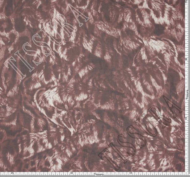 Жоржет из 100% шелка: дизайн принта, выполнен в бордово-коричневых тонах #3
