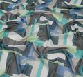 Ткань жоржет из 100% шелка с геометрическим принтом: основные цвета узора – синий, зеленый, серый, коричневый #1