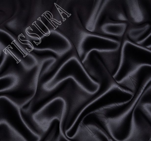 Атласный шелк темно-серого цвета с синим подтоном #1
