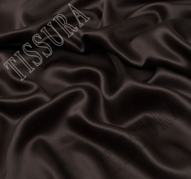 Атлас шелковый темно-коричневого цвета #1