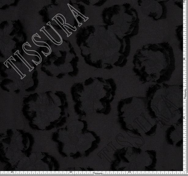 Тафта-жаккард черного оттенка с цветочным узором #2