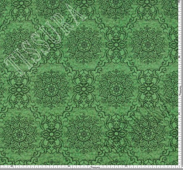 Жаккард зеленого оттенка с цветочным узором #2