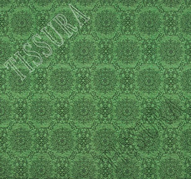 Жаккард зеленого оттенка с цветочным узором #3