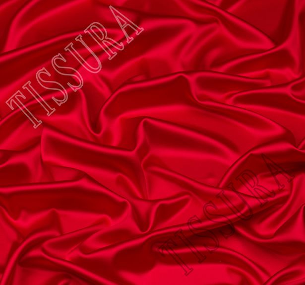 Итальянский атлас стрейч красного оттенка из шелка с добавлением эластана #1