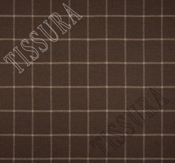Двусторонняя пальтовая ткань из шерсти Pecora Nera® коричневого и бежевого оттенков #3