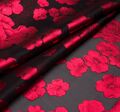 Органза-филькупе с красными цветами на чёрном фоне #1