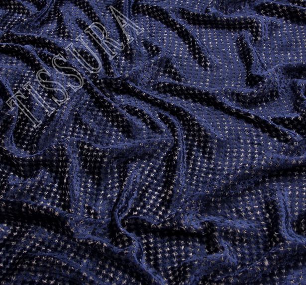 Двухсторонний бархат: синий, бежевый - лицевая сторона украшена узором деворе «гусиная лапка», изнаночная – принтом пейсли #4