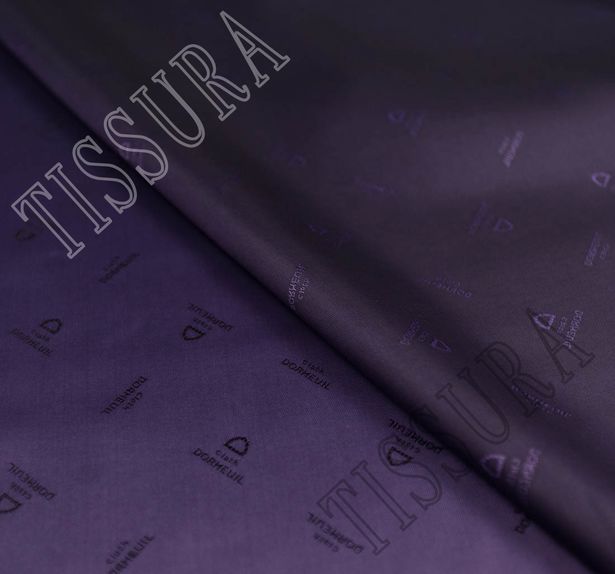 Подкладочная ткань фиолетовая с жаккардовым логотипом 

 #3
