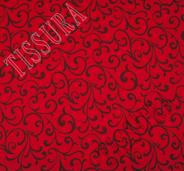 Жаккард красного цвета с рисунком в виде завитков #2