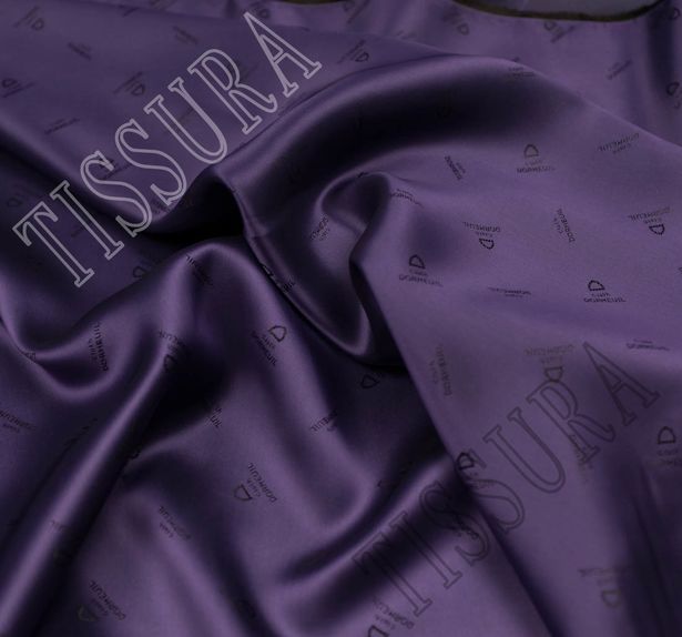Подкладочная ткань фиолетовая с жаккардовым логотипом 

 #2