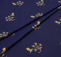 Жаккард хлопковый темно-синий с яркими птицами и цветами #1