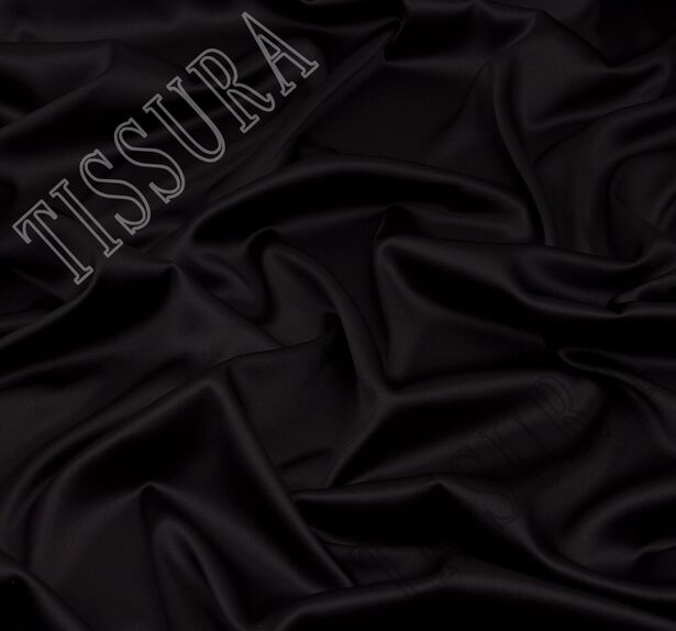 Атлас шелковый с эластаном черного оттенка с красивым блеском #1