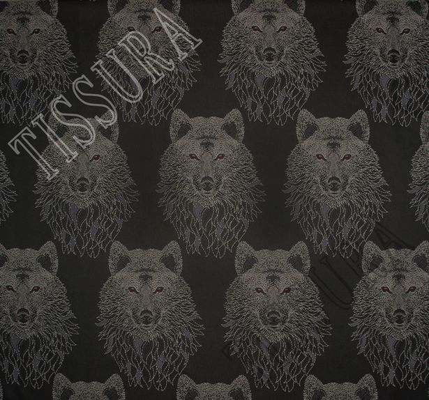 Жаккард темно-серый с изображением волков #2