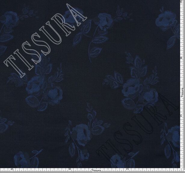 Жаккард темно-синего цвета с синими розами #2