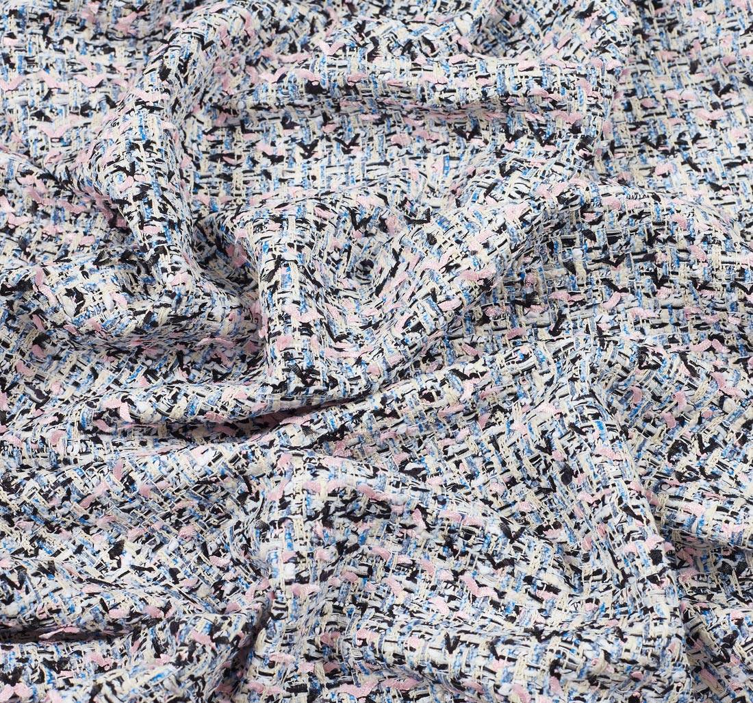 Ткань в стиле "Шанель". Цвета розовый/голубой/черный/молочный в наличии