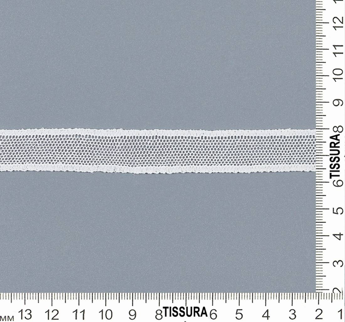 Тесьма узкая кружевная из хлопка в мелкую сетку бобинет молочного цвета в наличии