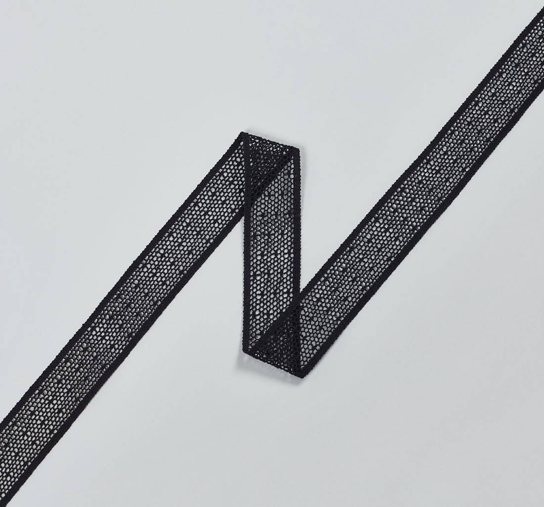 Тесьма кружевная из хлопка черная в сеточку бобинет и в горошек "point d'esprit" (пуа д'эспри́) в наличии