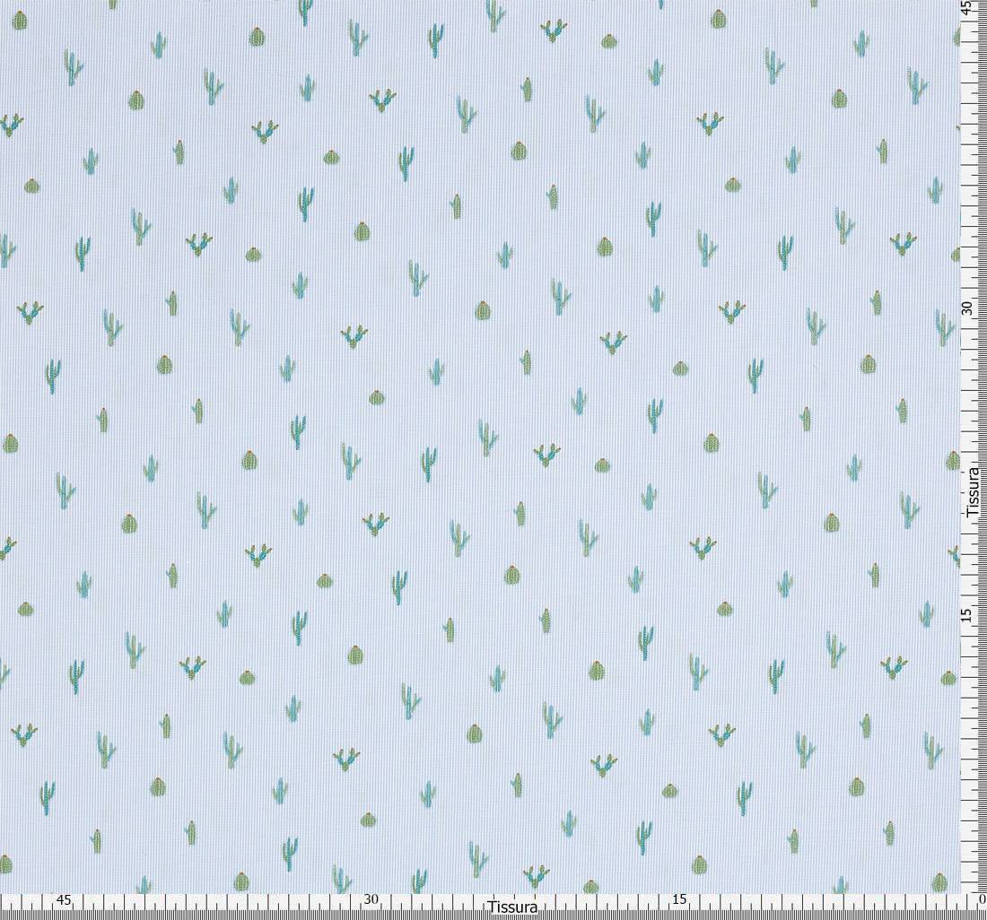 Поплин в полоску из 100% хлопка с принтованными кактусами. Дизайн "Saguaro stripe" (Полосы Сагуаро) от Liberty в наличии