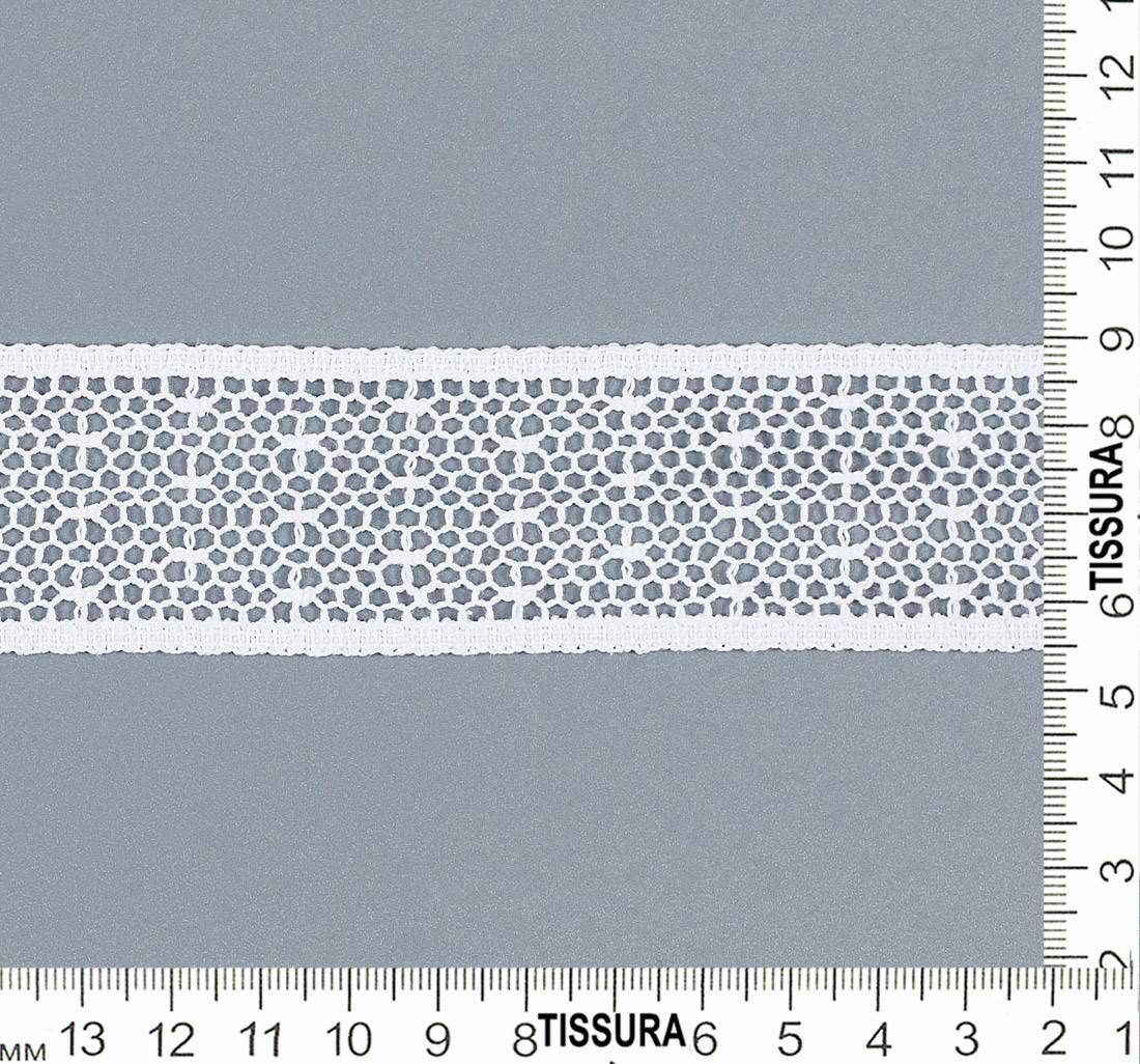 Тесьма кружевная из хлопка. Сетка бобинет в горошек "point d'esprit" (пуа д'эспри́). Цвет белый в наличии