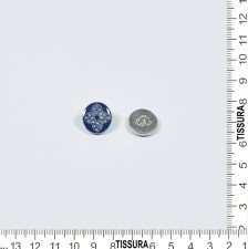 Пуговица металлическая круглая на ножке. Декор "Узел Соломона", стразы Swarovski, эмалевое покрытие. Цвет серебро/синий в наличии