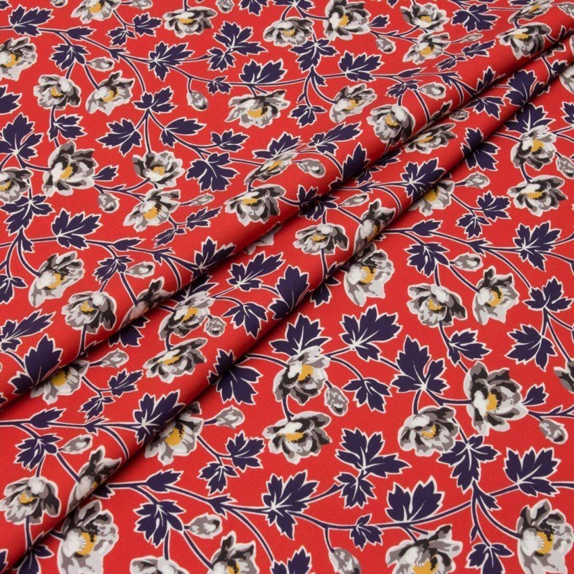 Хлопок Tana Lawn от Liberty. Принт «Linley» (Линли). Цвет красный/синий/серый в наличии