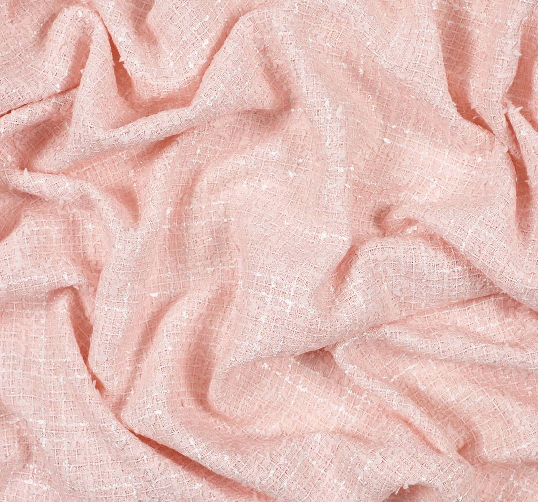 Ткань в стиле "Шанель". Белая клетка на розовом фоне в наличии