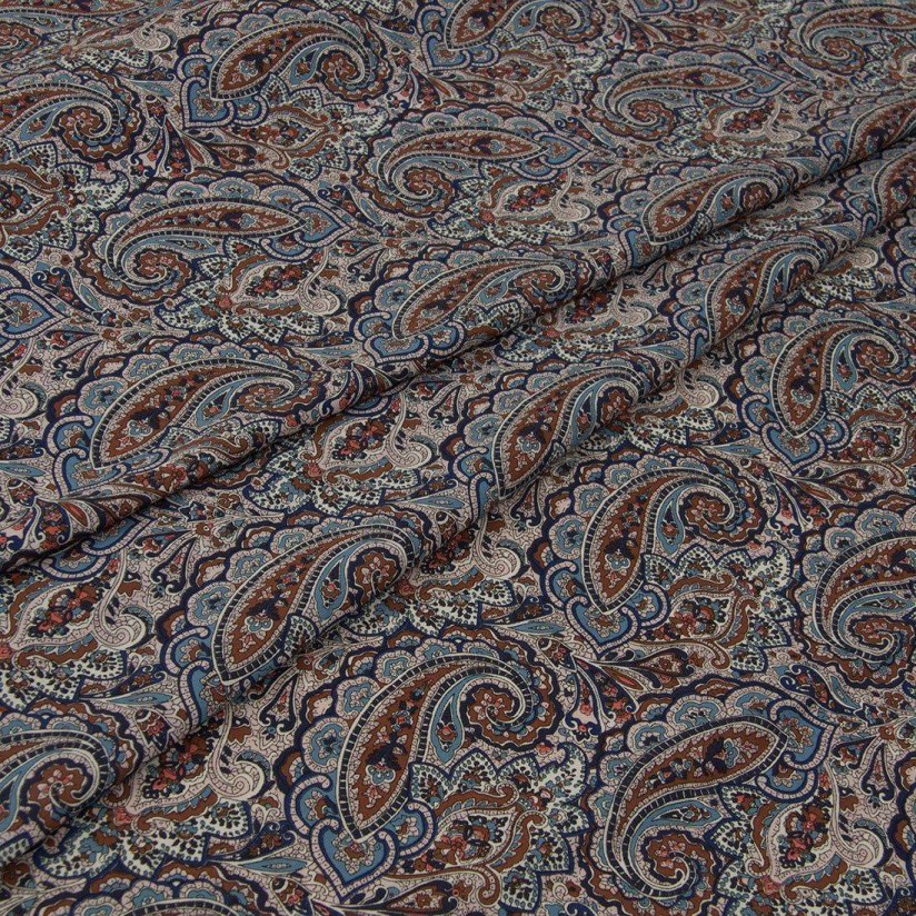 Хлопок Tana Lawn от Liberty. Принт «Tessa» (Тесса). Цвет серый/голубой/коричневый в наличии