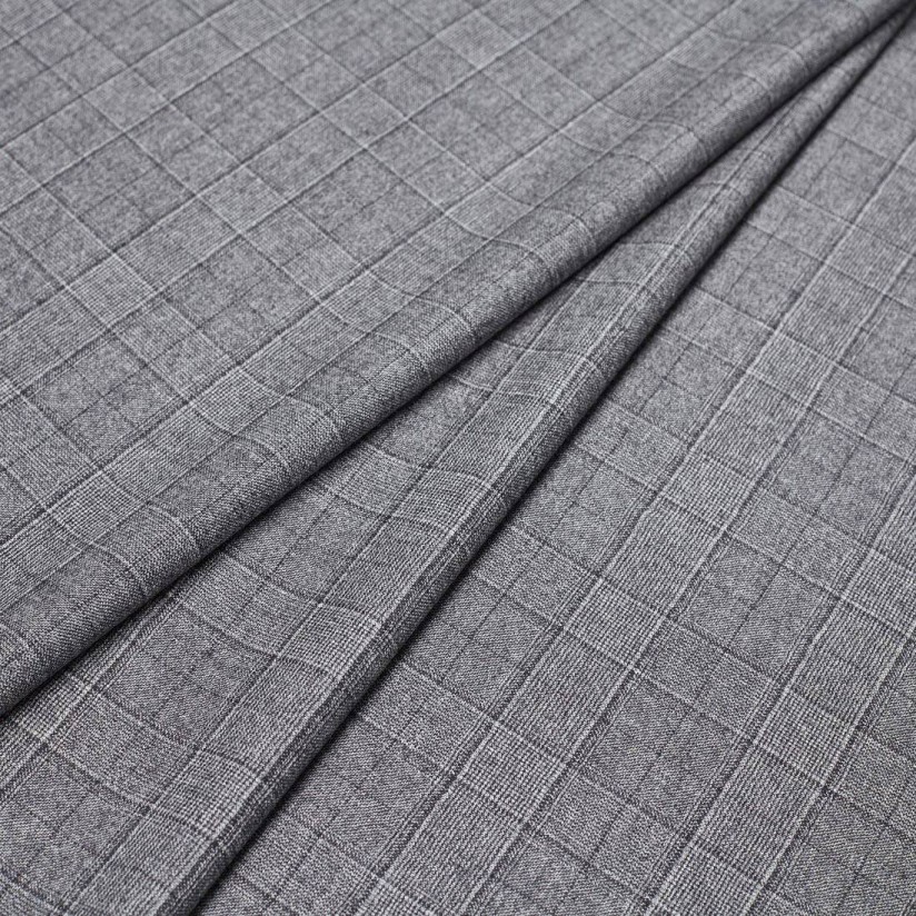 Ткань костюмная от Loro Piana из коллекции "Zelander Natural Stretch". Естественная эластичность. Серо-черная клетка в наличии