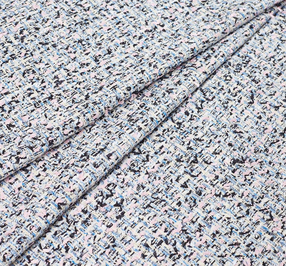 Ткань в стиле "Шанель". Цвета розовый/голубой/черный/молочный в наличии