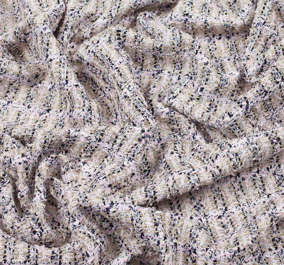 Ткань в стиле "Шанель". Цвета розовый/синий/белый/золото в наличии