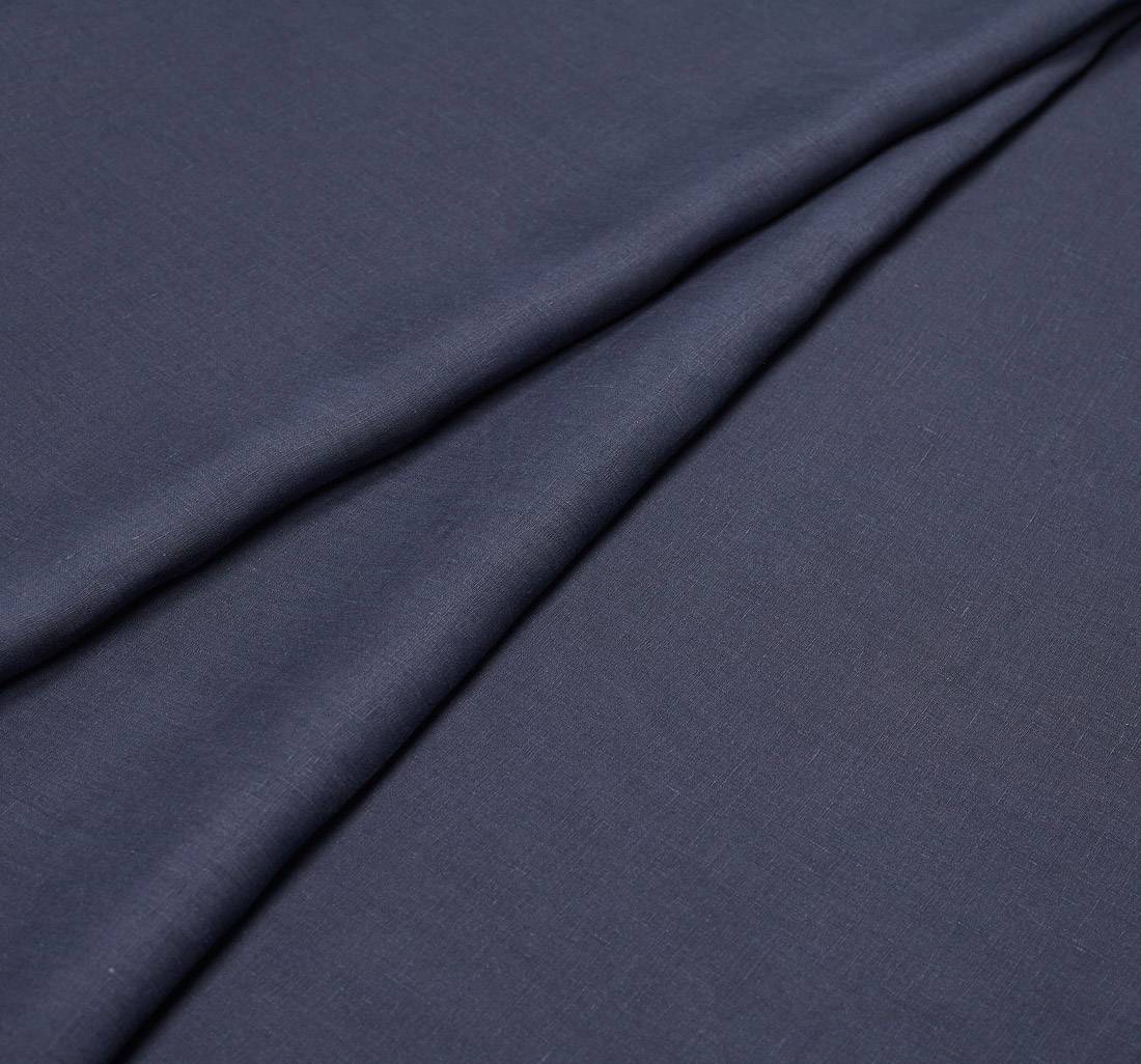 Ткань синего цвета из волокон конопли от Thomas Mason в наличии