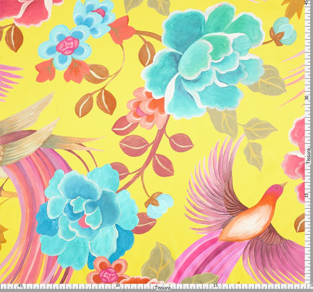 Атлас шелковый принтованный от Liberty. Дизайн "Тропическая шаль" в наличии