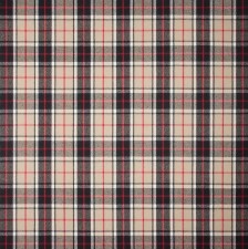 Шерсть костюмная в шотландскую клетку "тартан" в стиле Барберри (Burberry) в черно-бежевых тонах с добавлением красного цвета в наличии
