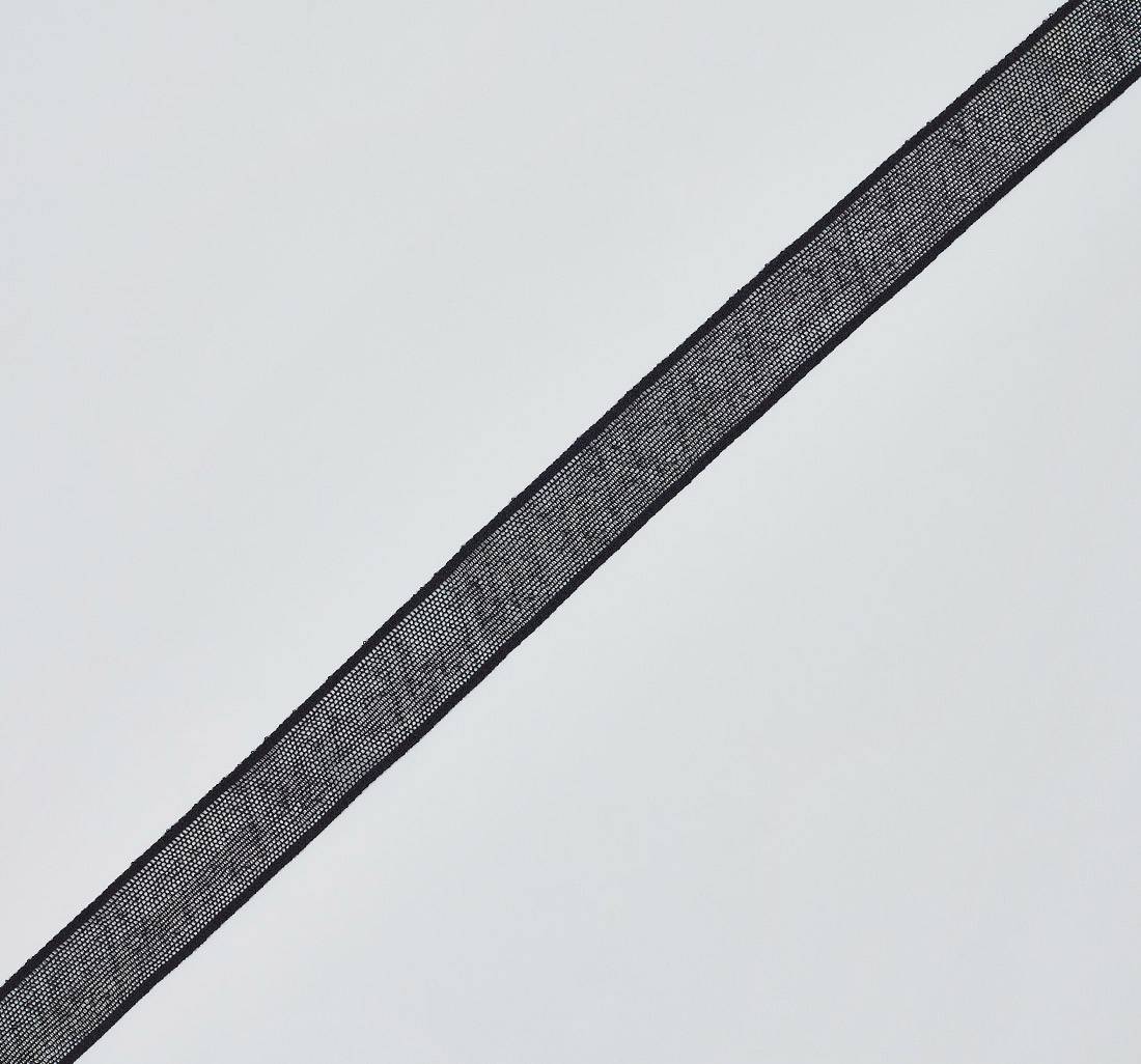 Тесьма кружевная из хлопка. Мелкая сетка бобинет. Цвет черный в наличии