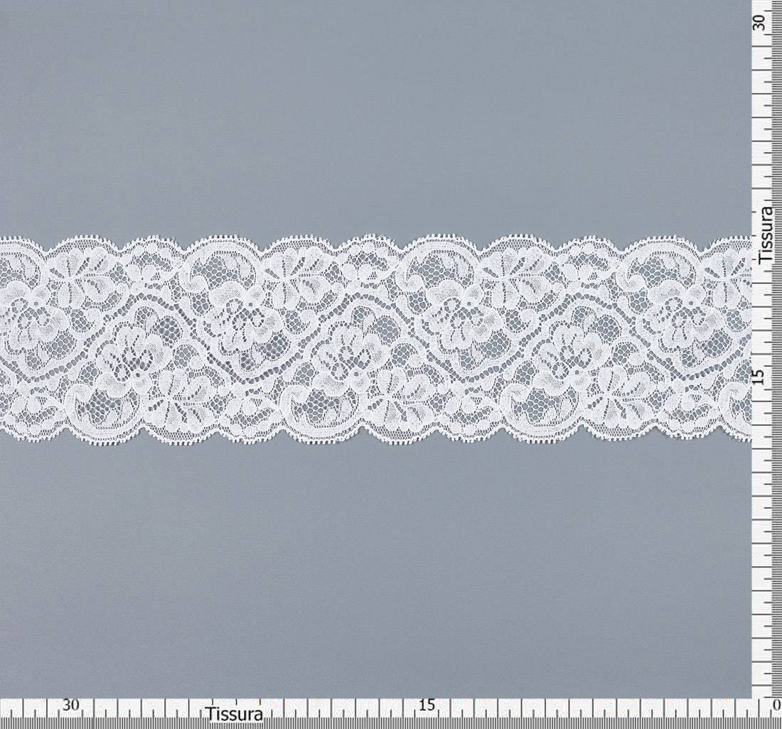 Тесьма кружевная из хлопка, широкаая, белая, с цветочными мотивами и фестонами по обеим сторонам в наличии