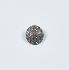 Пуговица круглая на ножке, декорированная стразами Swarovski. Цвет серебро/черный бриллиант в наличии