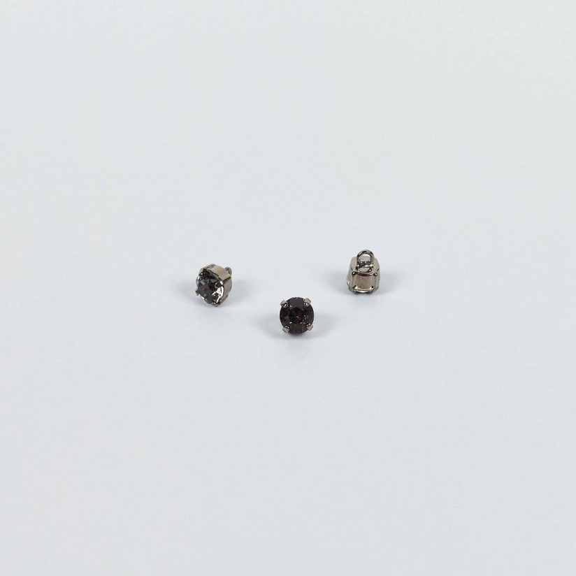 Пуговица металлическая с черным кристаллом Swarovski в наличии