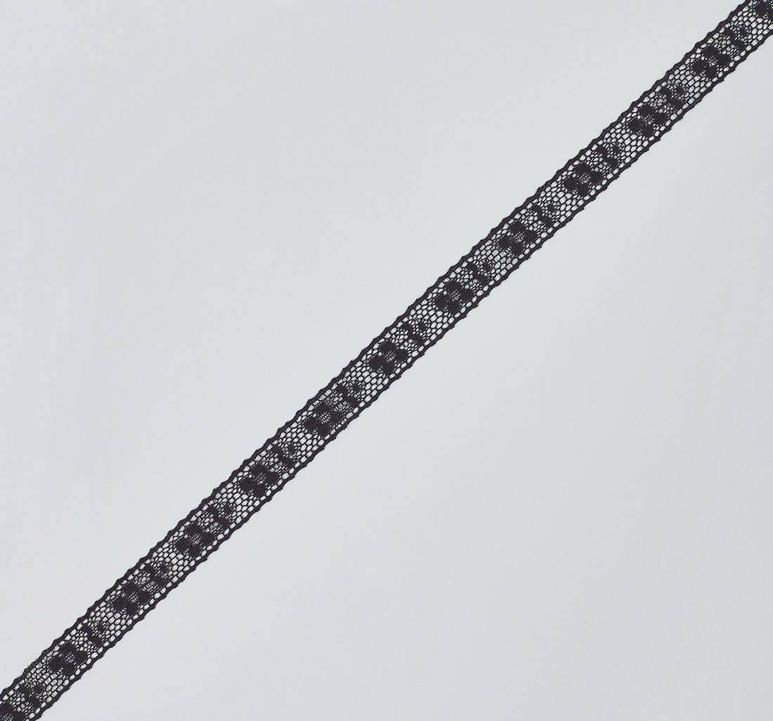 Тесьма кружевная из хлопка. Цветочный орнамент. Цвет черный в наличии